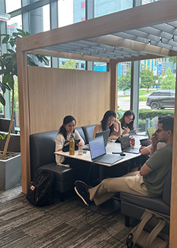 Students in redesigned library
